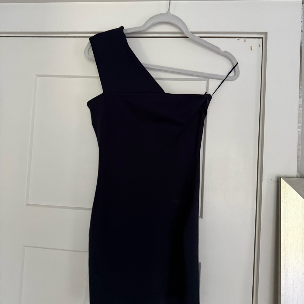 Superdown Navy Asymmetrical One-Shoulder Cocktail Mini Dress